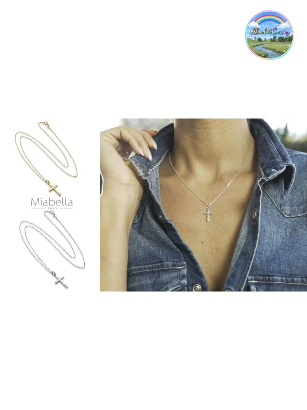 Sterling Silver Italian Hammered Cross Pendant Necklace 18 Inch